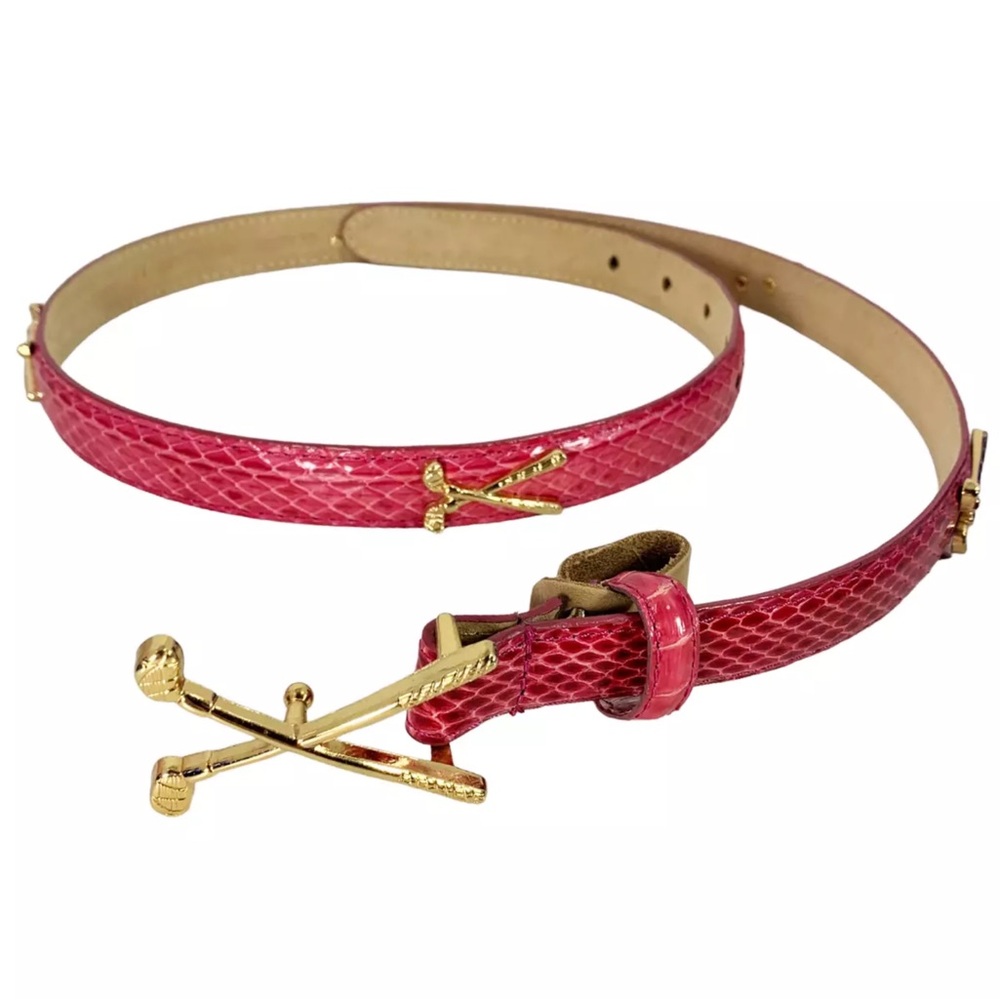 LB Belt Co Pink Snakeskin Belt Golf Club Buckle Large